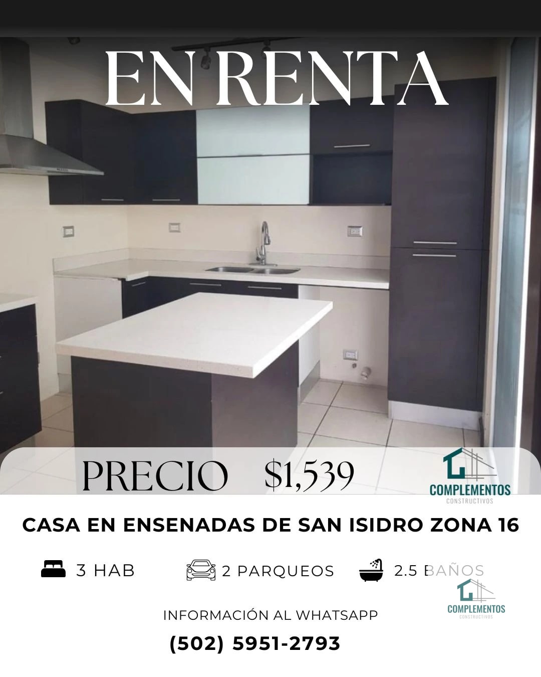 Ensenadas de San Isidro, Casa en Renta zona 16, 3hab. 215 m2 — Casa en Alquiler en Ensenada de San Isidro, Zona 16, Guatemala, Ciudad — foto 1 de 10