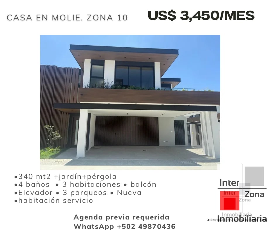 Casa en Molié, con elevador privado+panel solar. US$3,499 Junio 2026 - 1