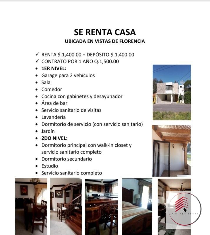 RENTA DE CASA AMUEBLADA EN VISTAS DE FLORENCIA CERCA DE FLORENCIA RUTA HACIA ANTIGUA GUATEMALA  — Casa en Alquiler en Santa Lucía Milpas Altas, Sacatepéquez — foto 1 de 6