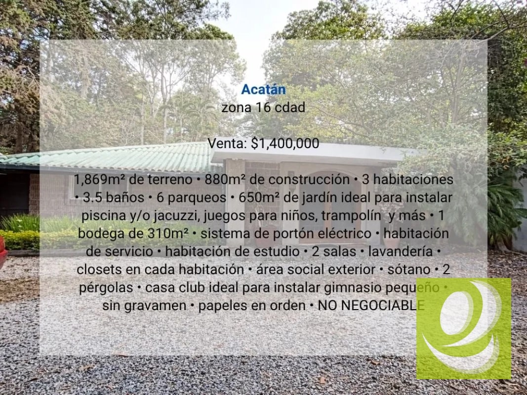 Casa en Venta en Acatán zona 16 cdad - 3